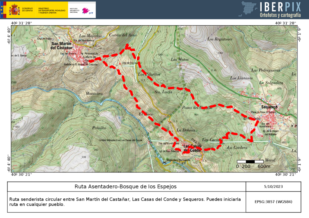 Mapa de la Ruta Asentadero Bosque de los Espejos